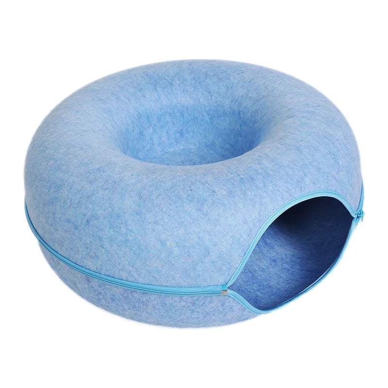 Cama de lujo para gatos para dos con túnel interactivo para mayor comodidad y diversión