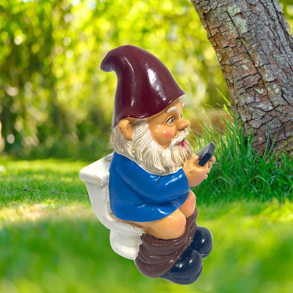 Sylpha - Figura de gnomo de jardín miniatura linda en resina para decoración de jardín divertida y humorística