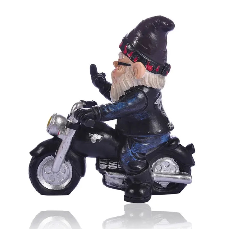Calidora - Gnomo Encantador en Motocicleta Figura de Resina para una Hermosa Decoración de Jardín