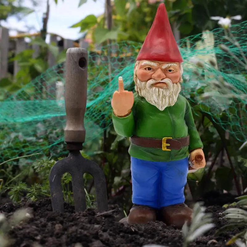 Cypria - Estatua Divertida de Gnomo Borracho con Dedo Medio para Jardín y Césped