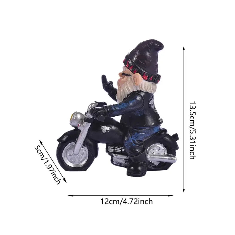Calidora - Gnomo Encantador en Motocicleta Figura de Resina para una Hermosa Decoración de Jardín