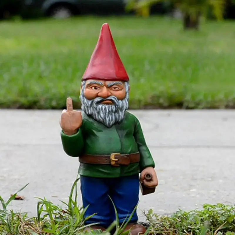 Cypria - Estatua Divertida de Gnomo Borracho con Dedo Medio para Jardín y Césped