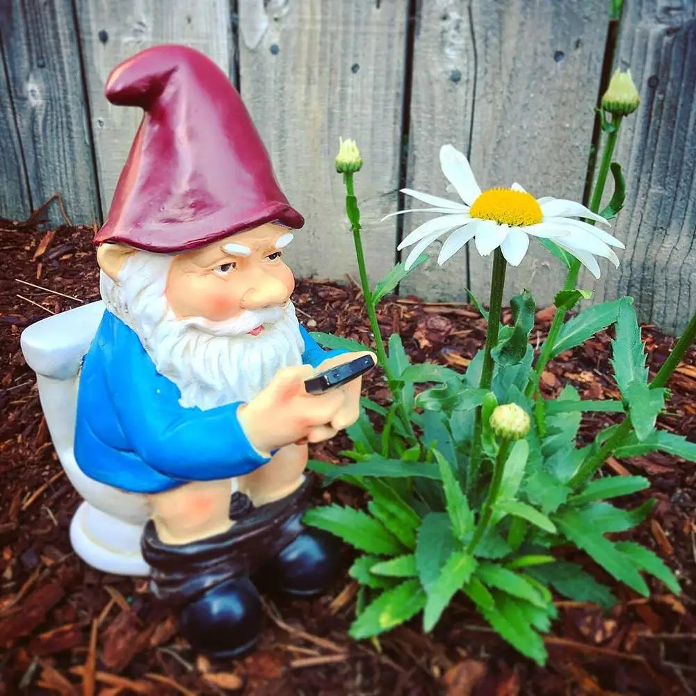 Sylpha - Figura de gnomo de jardín miniatura linda en resina para decoración de jardín divertida y humorística