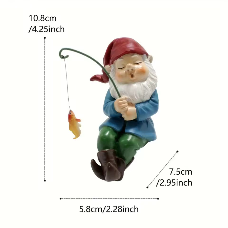 Ligeia - Encantadora figura de gnomo con palo para decoración interior y de jardín