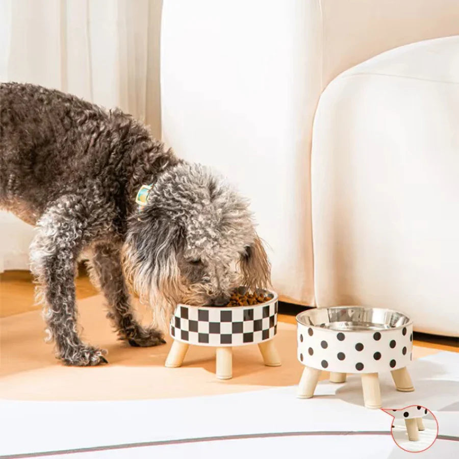 Cuenco de comida y agua de seguridad para el cuello de lujo con soporte elevado para gatos y perros
