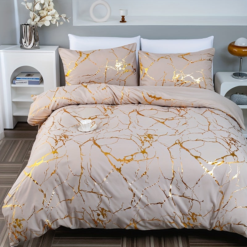 Funda nórdica de diseño de mármol de lujo para un dormitorio elegante y cómodo
