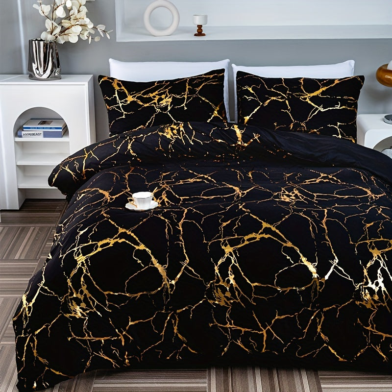 Funda nórdica de diseño de mármol de lujo para un dormitorio elegante y cómodo