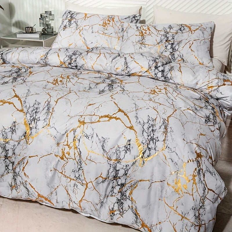 Funda nórdica de diseño de mármol de lujo para un dormitorio elegante y cómodo