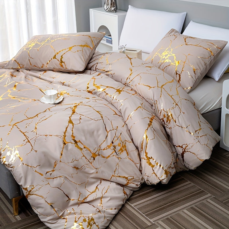 Funda nórdica de diseño de mármol de lujo para un dormitorio elegante y cómodo