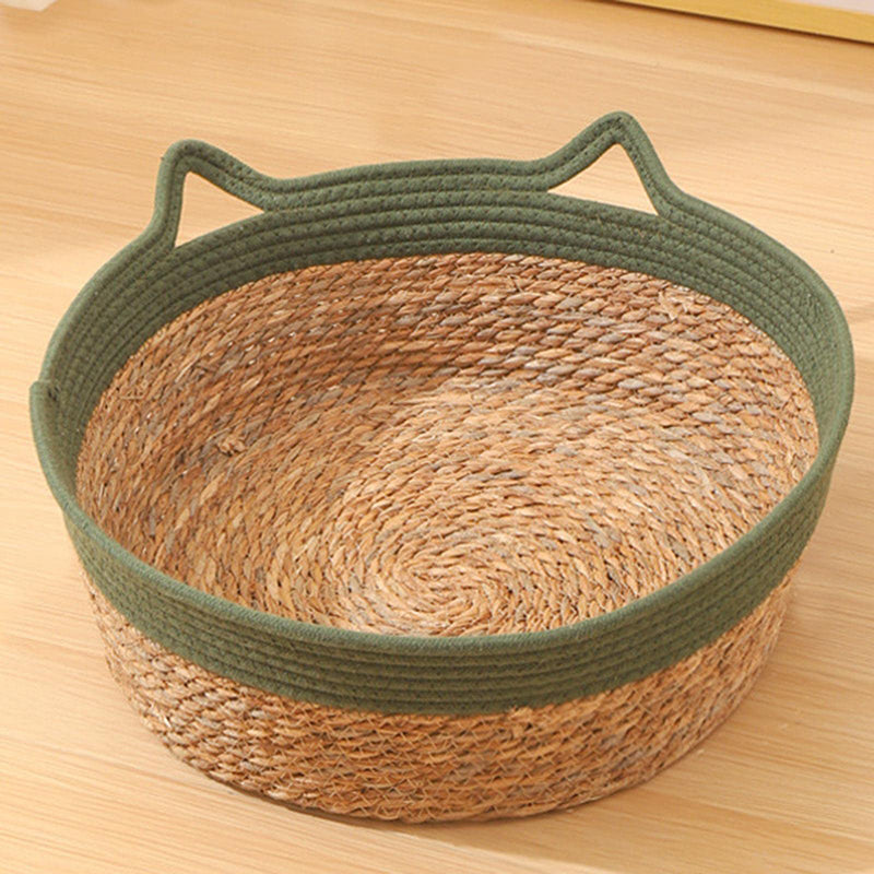 Cama redonda tejida a mano para gatos, para comodidad y estilo