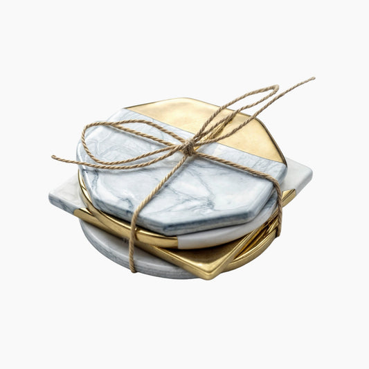 IvoraHome - Magnífico Juego de Posavasos de Mármol Marfil para un Toque de Elegancia en tu Interior