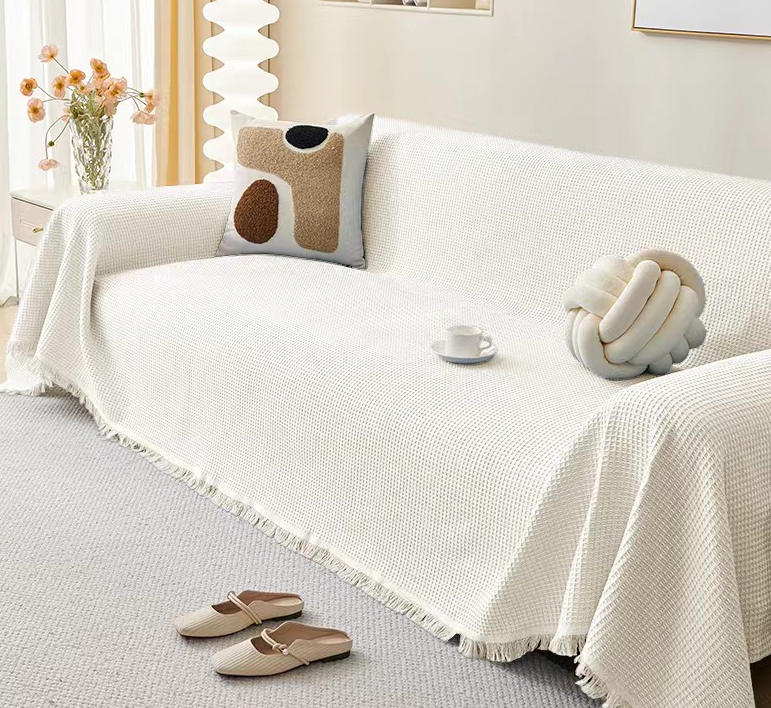 Elegante funda de sofá de algodón transpirable - protector de muebles duradero y moderno