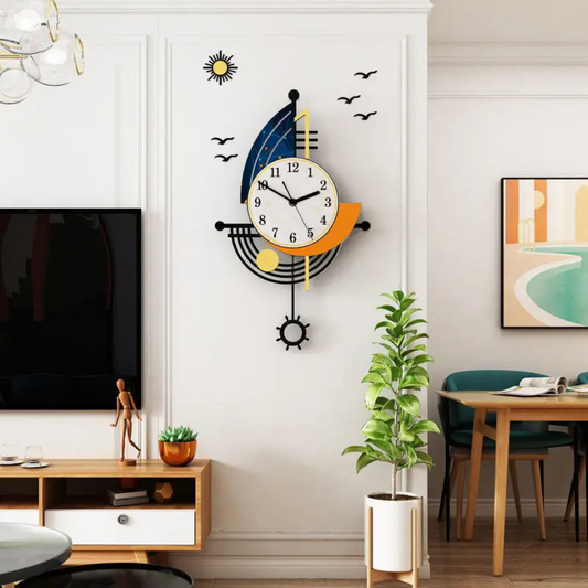 Clova - Reloj de pared grande con velero para un toque náutico en el hogar