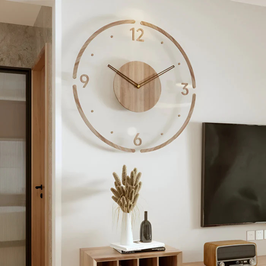 Nock - Reloj de pared moderno y elegante de 30 cm en acrílico y madera para una sala de estar elegante