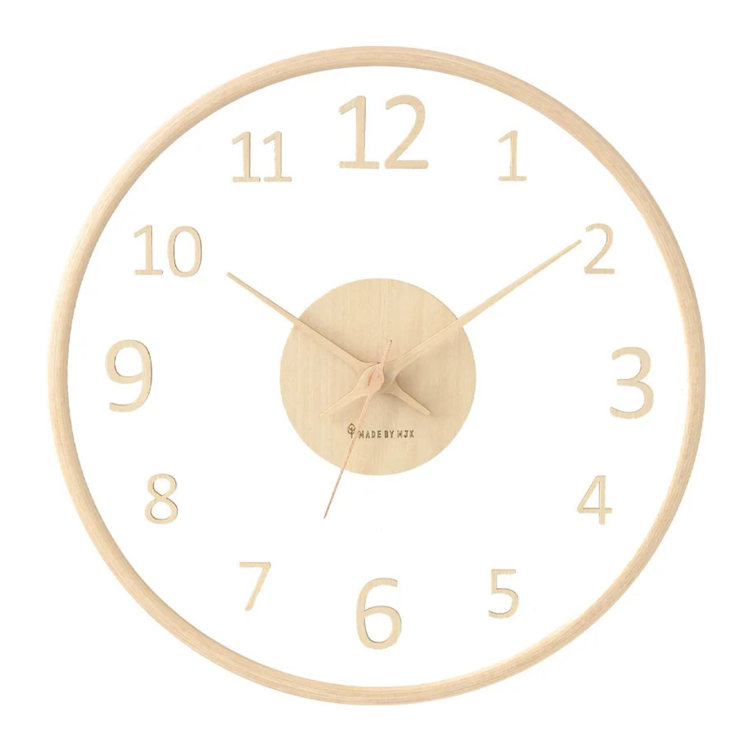 Metron - Reloj de Pared de Madera Elegante con Acabado de Vidrio Chic