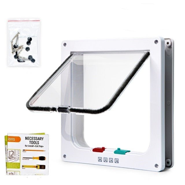 Puerta plegable con puerta para gatos y seguridad óptima para el hogar