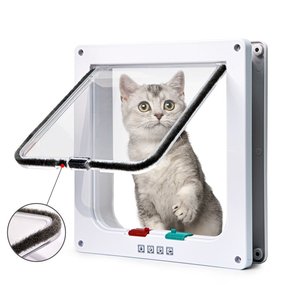 Puerta plegable con puerta para gatos y seguridad óptima para el hogar