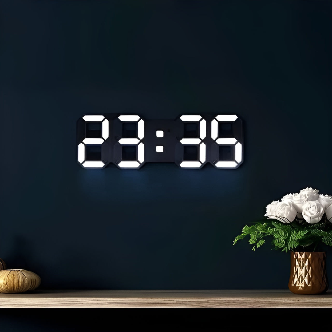 Nyvox - Reloj de Pared Digital LED 3D Moderno con Diseño Elegante y Pantalla de Hora Brillante