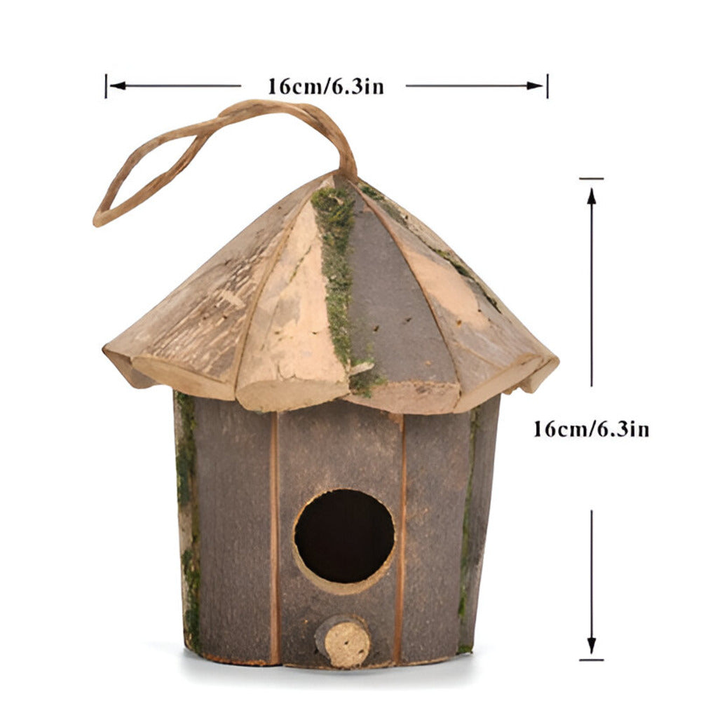 Domus - Encantadora casa rústica de madera para pájaros con diseño de colibrí