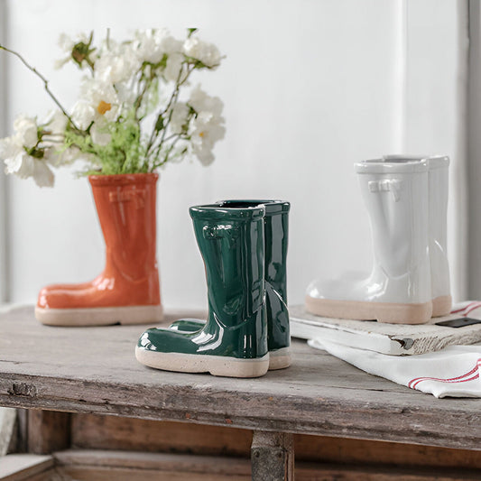 Minthara - hermoso jarrón de cerámica en forma única de bota para decoración elegante