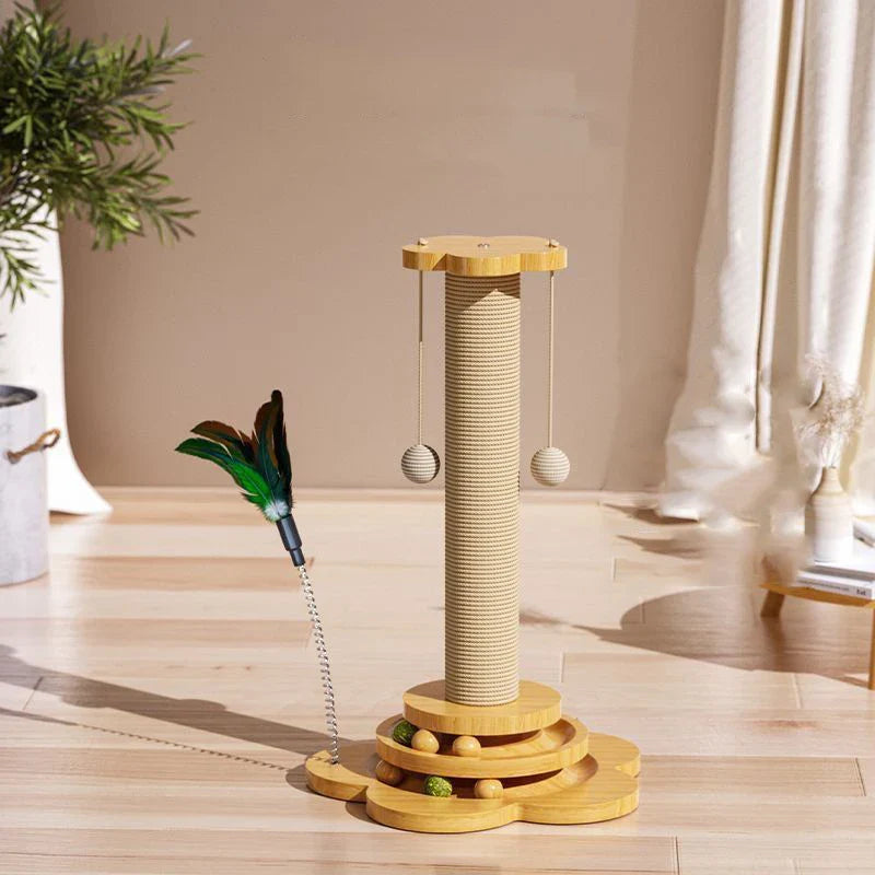 Juguete de Gato de Madera Estiloso con Tabla para Rascar