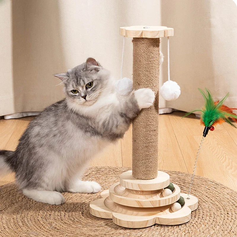 Juguete de Gato de Madera Estiloso con Tabla para Rascar