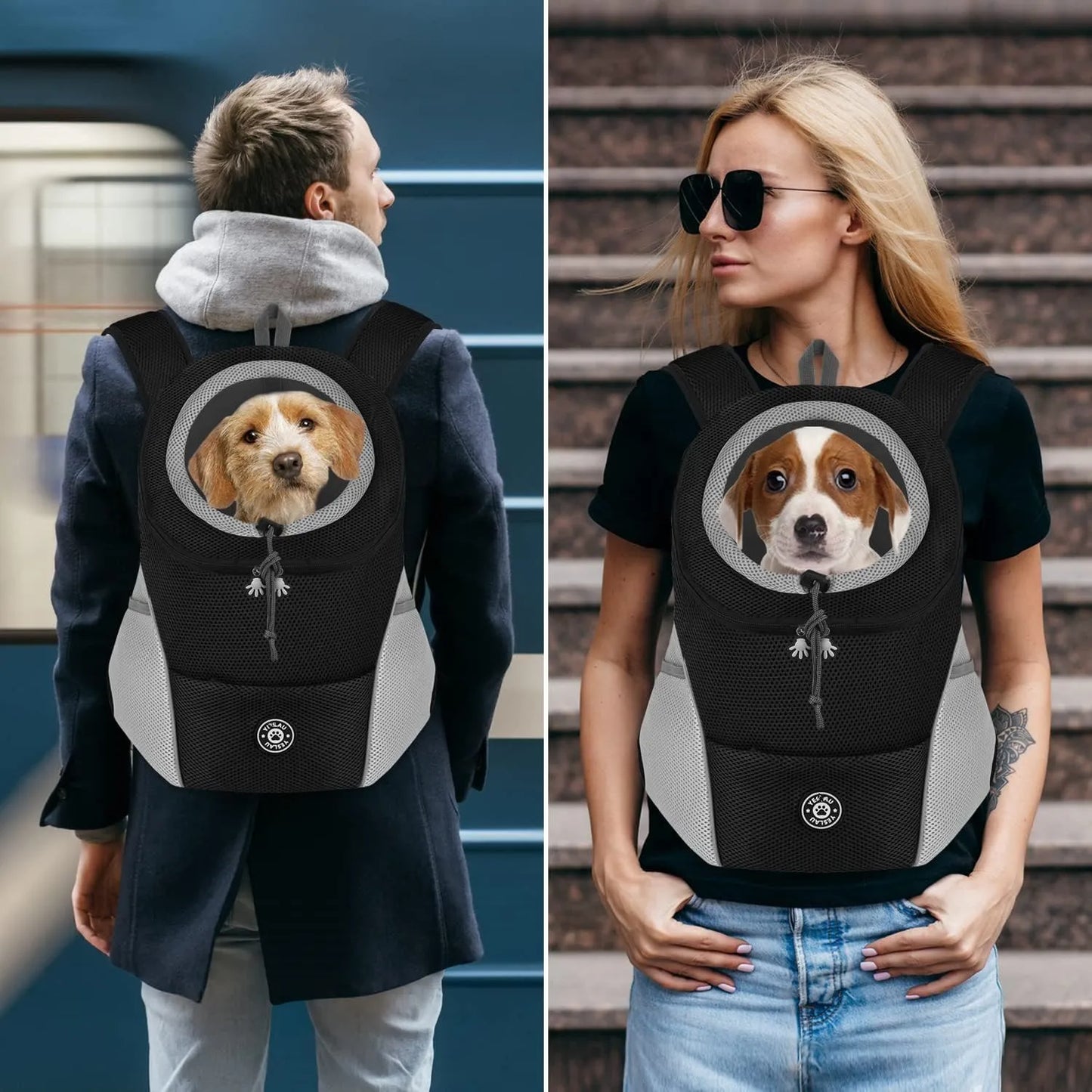 Mochila de lujo para mascotas al aire libre con malla transpirable Bolsa de viaje individual para mascotas