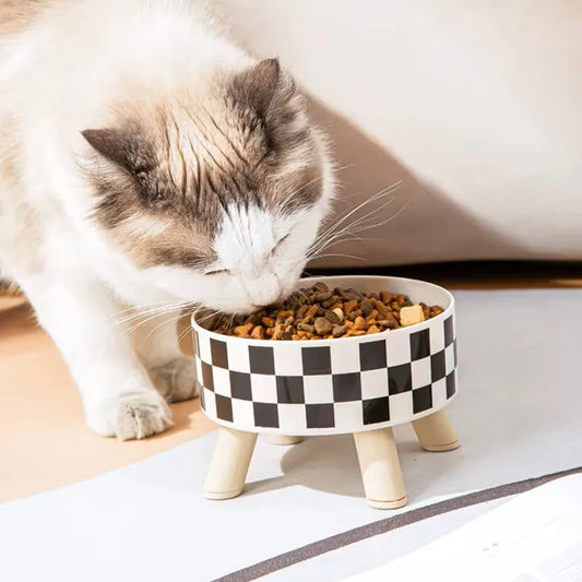Cuenco de comida y agua de seguridad para el cuello de lujo con soporte elevado para gatos y perros