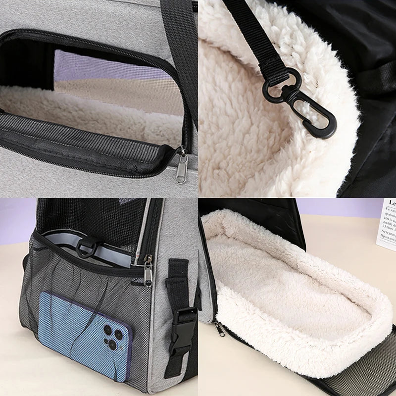 Mochila transportadora portátil compacta y elegante para mascotas para transporte fácil