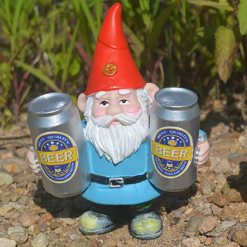 Clytie - Figura humorística de gnomo borracho con cerveza para decoración de jardín y hogar
