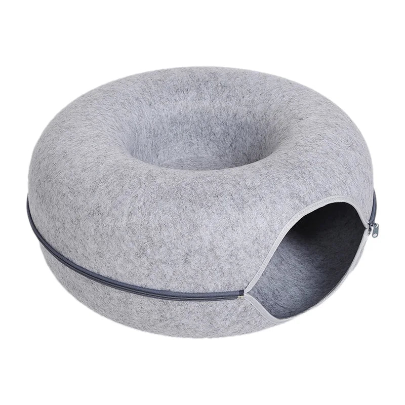 Cama de lujo para gatos para dos con túnel interactivo para mayor comodidad y diversión