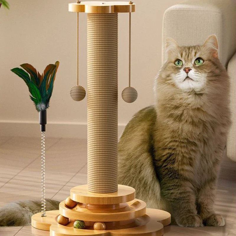 Juguete de Gato de Madera Estiloso con Tabla para Rascar