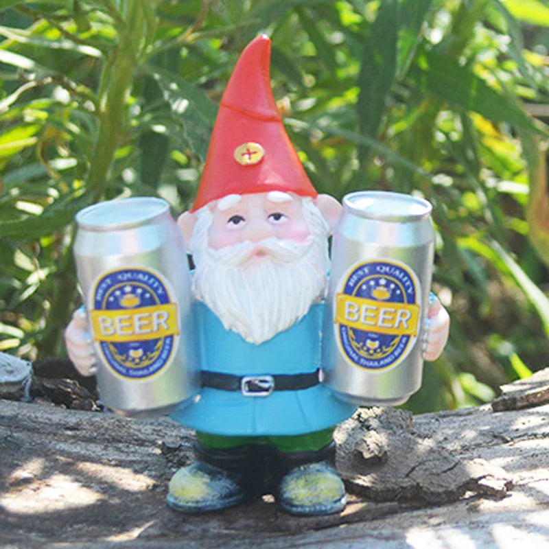 Clytie - Figura humorística de gnomo borracho con cerveza para decoración de jardín y hogar