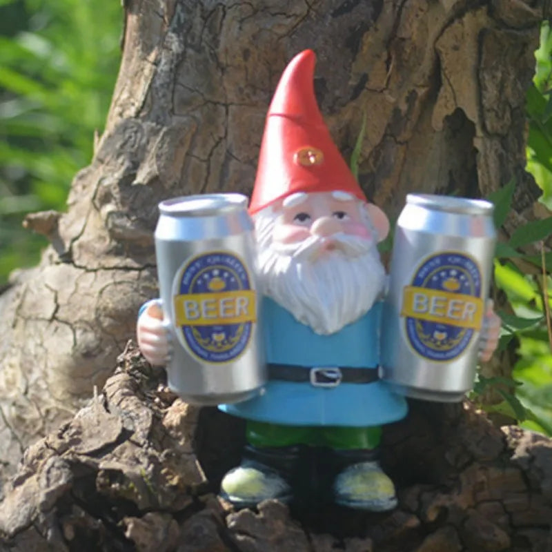 Clytie - Figura humorística de gnomo borracho con cerveza para decoración de jardín y hogar