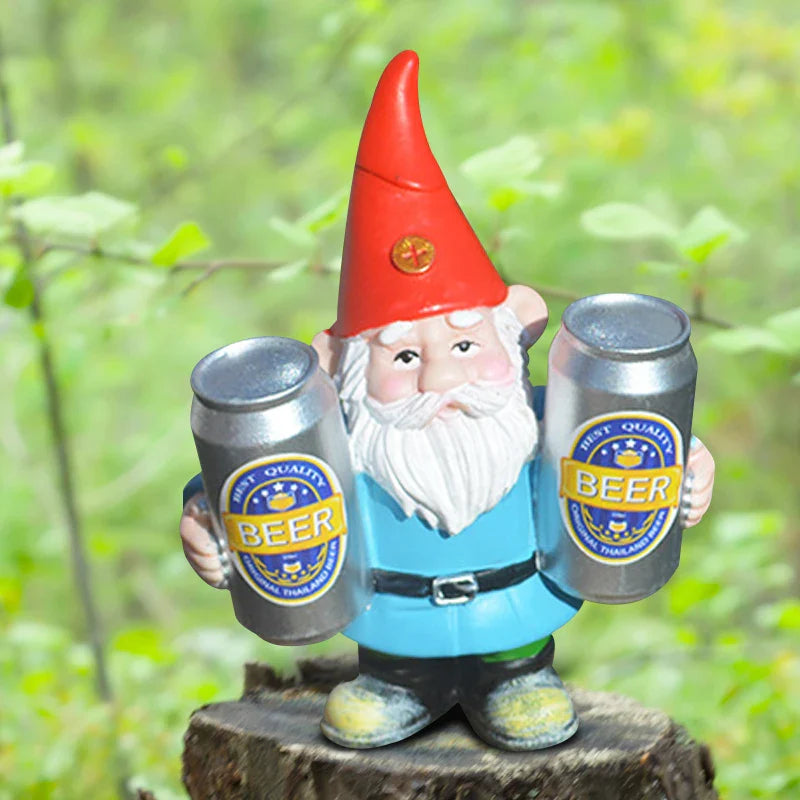 Clytie - Figura humorística de gnomo borracho con cerveza para decoración de jardín y hogar