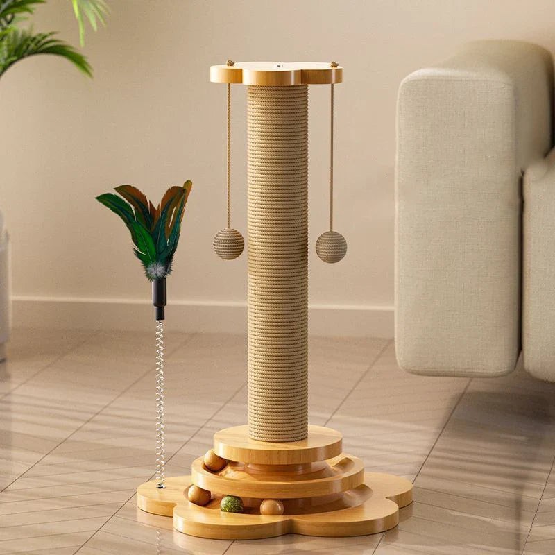 Juguete de Gato de Madera Estiloso con Tabla para Rascar