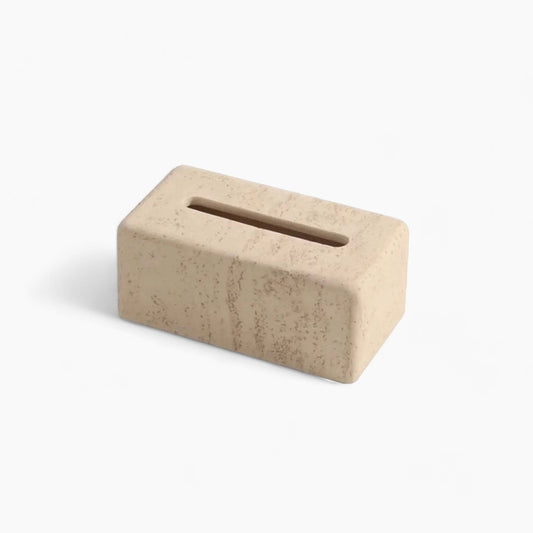 Caja de pañuelos en travertino natural
