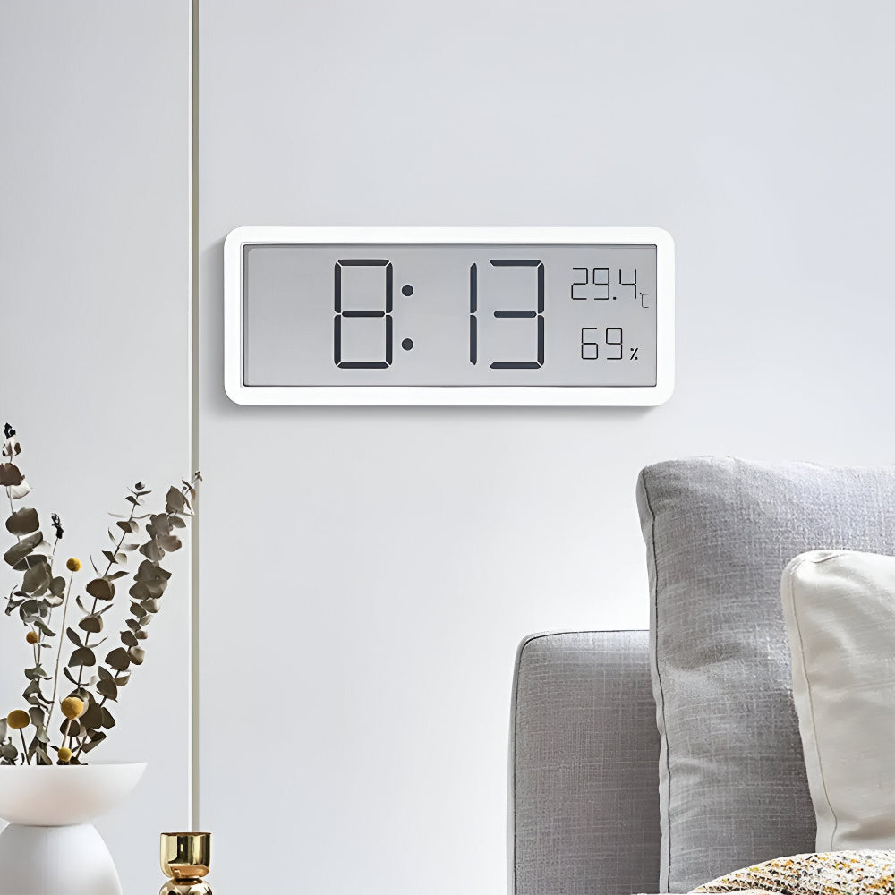Ione - Reloj de Pared LED Digital Moderno con Pantalla de Temperatura y Humedad