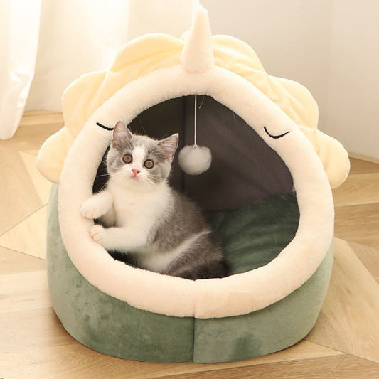 Cama para gato de felpa gris súper suave
