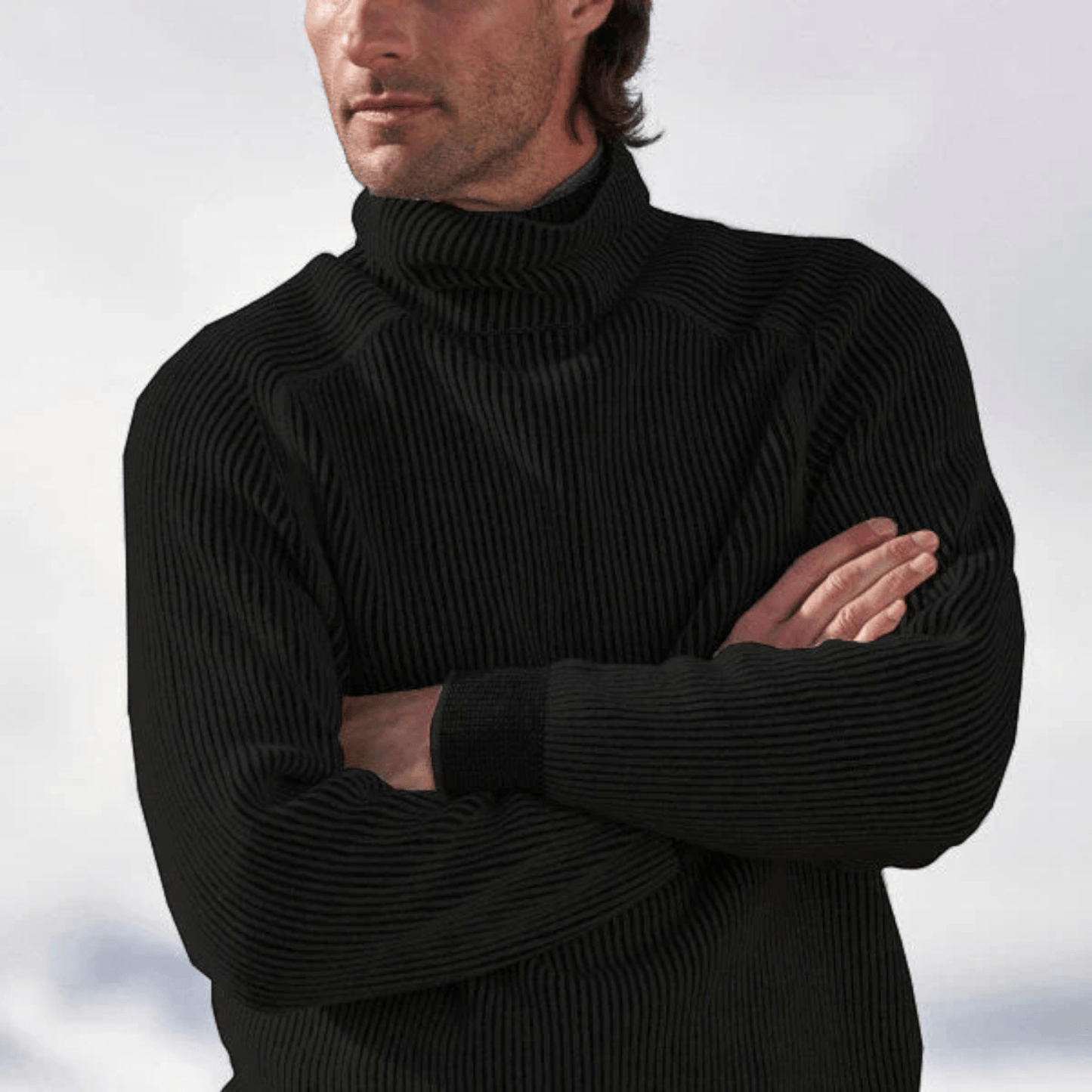 Fabian – Elegant ribbed wool sweater with cozy turtleneck