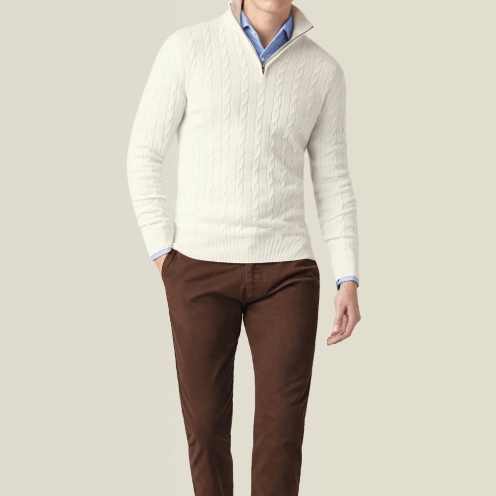 Marc – Stylish long-sleeve knitted sweater with practical zipper